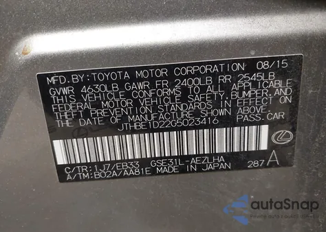 2016 Lexus Is 350 z USA, uszkodzony, nr VIN JTHBE1D22G5023416